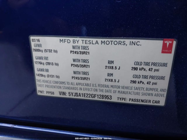 2016 TESLA MODEL S 5YJSA1E22GF128953 Photo 8