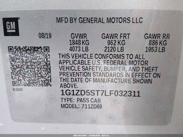 1G1ZD5ST7LF032311 Chevrolet Malibu Fwd Lt