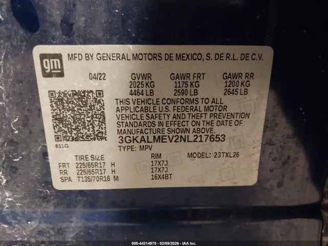 Продаж на аукціоні авто 2022 Gmc Terrain Fwd Sle, vin: 3GKALMEV2NL217653, номер лоту: 44314970