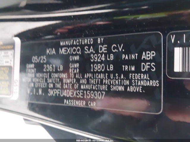 Продажа на аукционе авто 2025 Kia K4 Ex, vin: 3KPFU4DEXSE159307, номер лота: 44314979