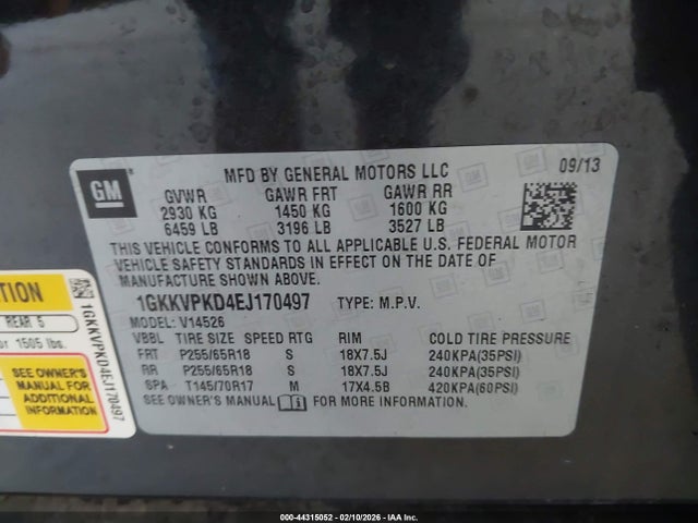 GMC Acadia Sle-2 2014 1GKKVPKD4EJ170497 Image 9