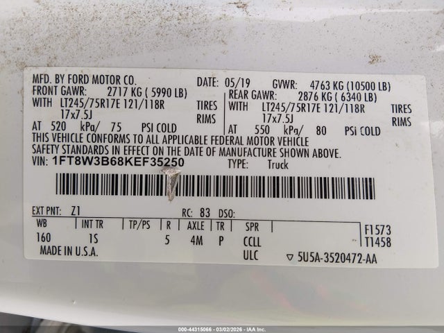 Ford F-350 Xl 2019 1FT8W3B68KEF35250 Image 8