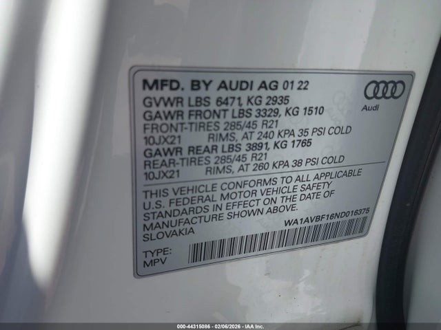 2022 AUDI Q8 WA1AVBF16ND016375 Photo 8