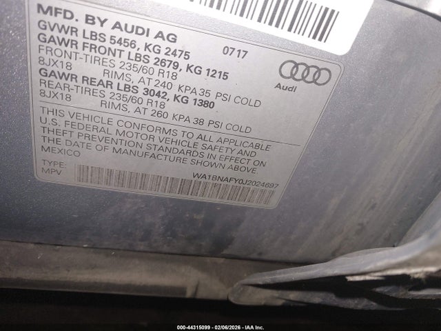 2018 AUDI Q5 WA1BNAFY0J2024697 Photo 8