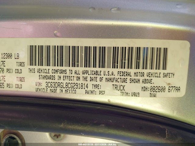 Продаж на аукціоні авто 2012 Ram 3500 St, vin: 3C63DRGL8CG291814, номер лоту: 44315119