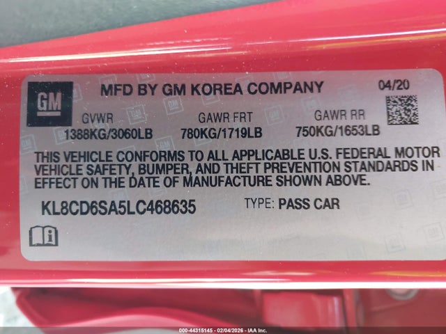 Chevrolet Spark Fwd 1lt Automatic 2020 KL8CD6SA5LC468635 Image 9