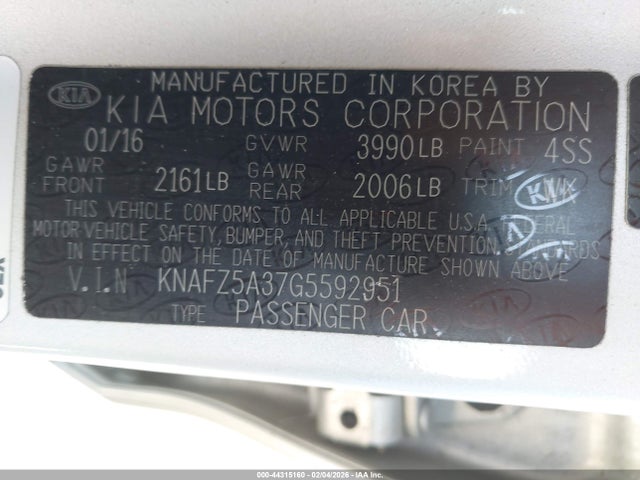 KNAFZ5A37G5592951 KIA FORTE SX