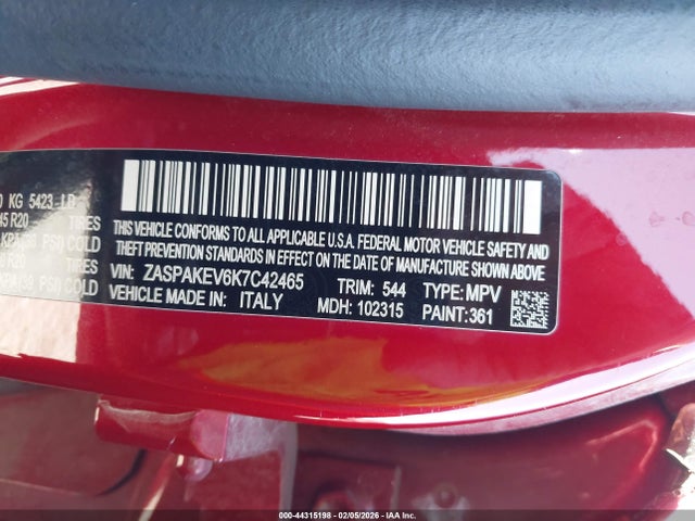 2019 ALFA ROMEO STELVIO ZASPAKEV6K7C42465 Photo 8