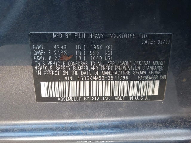 4S3GKAM69H3611796 Subaru Impreza 2.0i Sport
