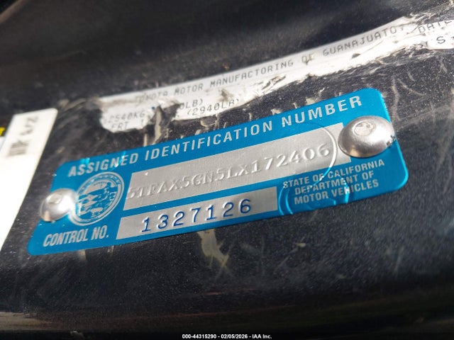 5TFAX5GN5LX172406 Toyota Tacoma Sr5