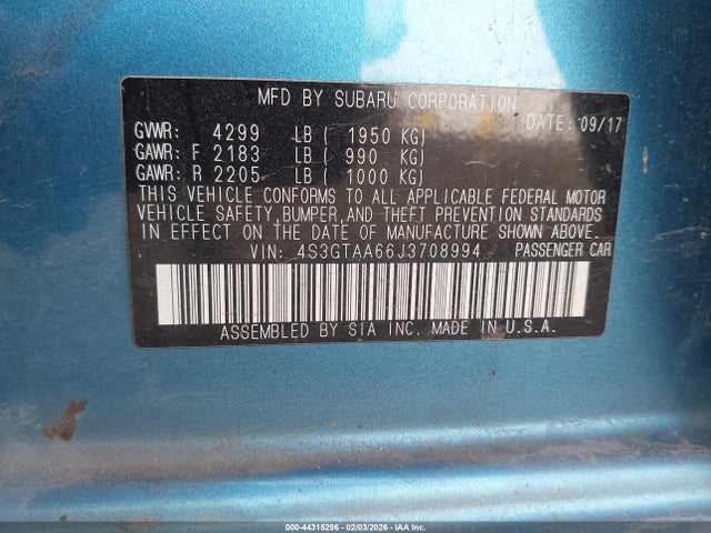 4S3GTAA66J3708994 Subaru Impreza 2.0i