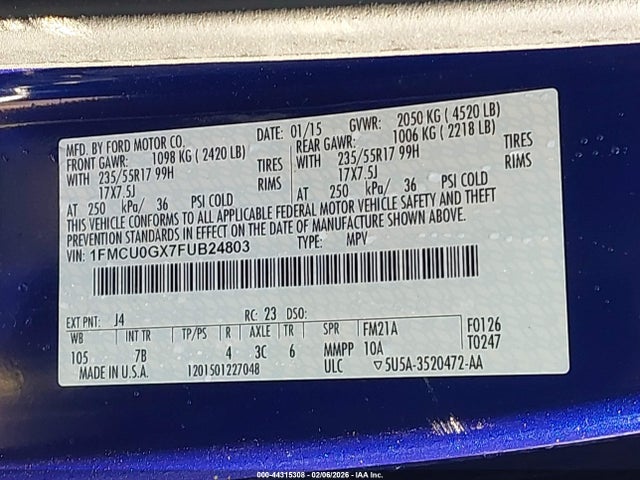 1FMCU0GX7FUB24803 Ford ESCAPE SE