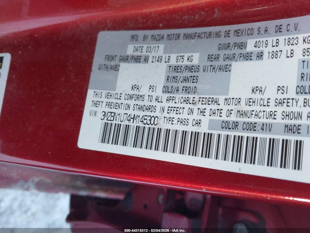 Aukcja sprzedaży 2017 Mazda Mazda3 Sport, vin: 3MZBN1U74HM145300, numer aukcji: 44315312