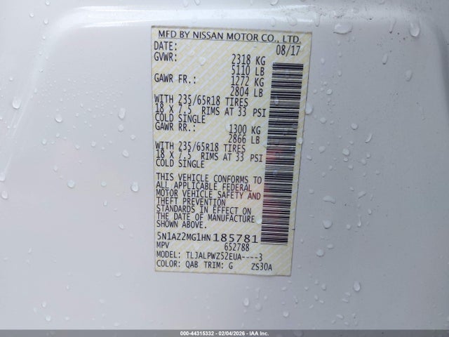 5N1AZ2MG1HN185781 Nissan MURANO S
