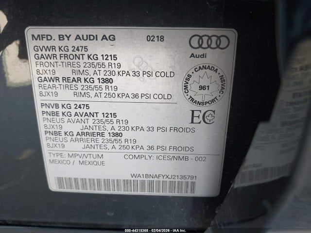 2018 AUDI Q5 WA1BNAFYXJ2135791 Photo 8