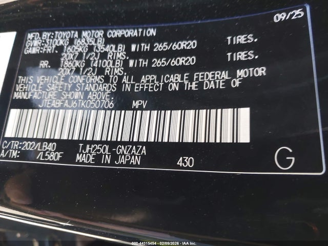 Toyota Land Cruiser 2026 JTEABFAJ6TK050706 Image 9