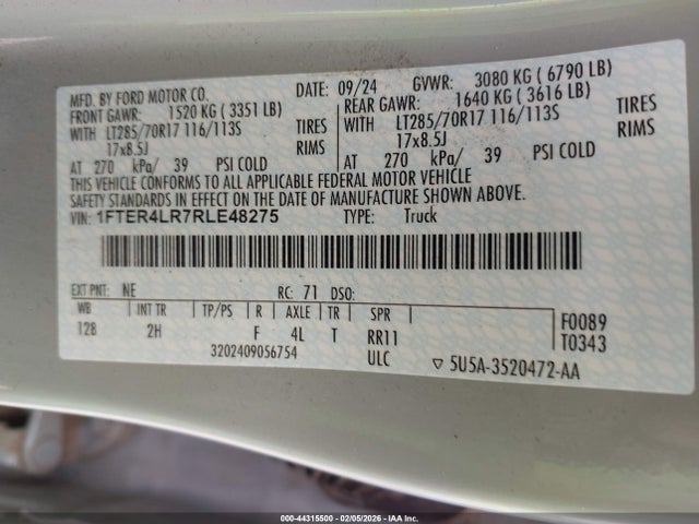 1FTER4LR7RLE48275 Ford Ranger Raptor