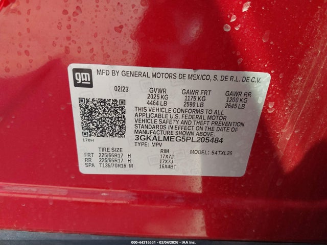 Aukcja sprzedaży 2023 Gmc Terrain Fwd Sle, vin: 3GKALMEG5PL205484, numer aukcji: 44315531