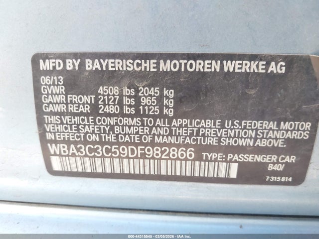2013 BMW 320I WBA3C3C59DF982866 Photo 8