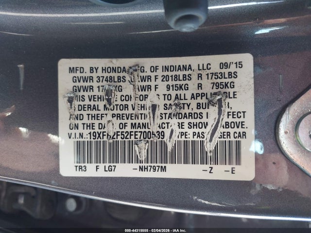 Honda Civic Lx 2015 19XFB2F52FE700539 Image 9