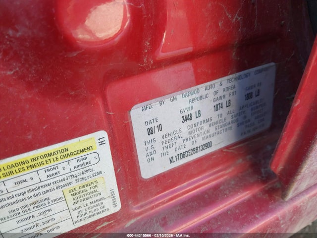 2011 CHEVROLET AVEO KL1TD6DE2BB132900 Photo 8