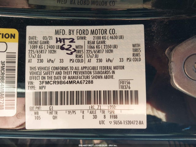 3FMCR9B64MRA67288 Ford Bronco Sport Big Bend