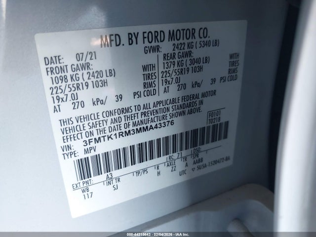Ford Mustang Mach-e Select 2021 3FMTK1RM3MMA43376 Image 9