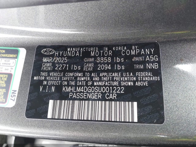 Aukcja sprzedaży 2025 Hyundai Elantra Sel Sport, vin: KMHLM4DG0SU001222, numer aukcji: 44315663