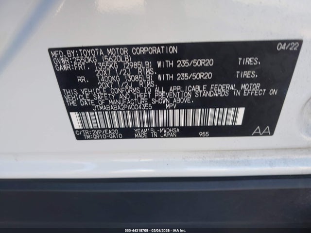 JTMABABA2PA004355 Toyota Bz4x Limited