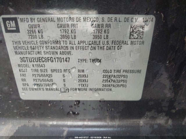 2015 GMC SIERRA 1500 3GTU2UEC8FG170147 Photo 8