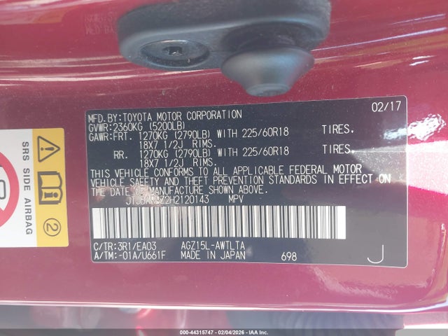 44315747 :رقم المزاد ، JTJBARBZ2H2120143 vin ، 2017 Lexus Nx 200t مزاد بيع