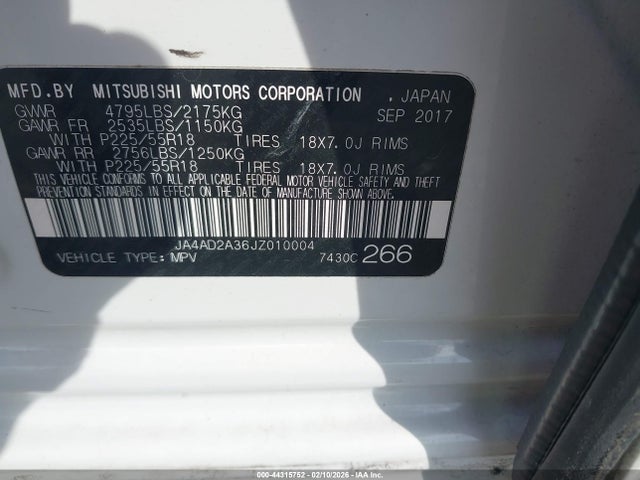 2018 MITSUBISHI OUTLANDER JA4AD2A36JZ010004 Photo 8