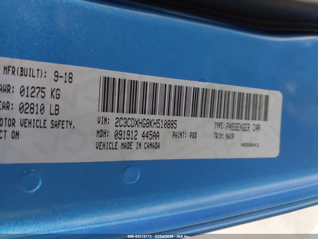 2019 DODGE CHARGER 2C3CDXHG8KH510885 Photo 8