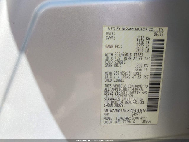 5N1AZ2MG1FN249489 Nissan MURANO S