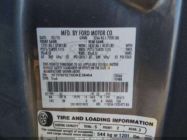Aukcja sprzedaży 2013 Ford F-150 Fx4, vin: 1FTFW1ET0DKE38464, numer aukcji: 44315808
