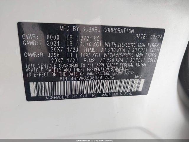 4S4WMASD6R3427033 Subaru Ascent Limited 7-passenger