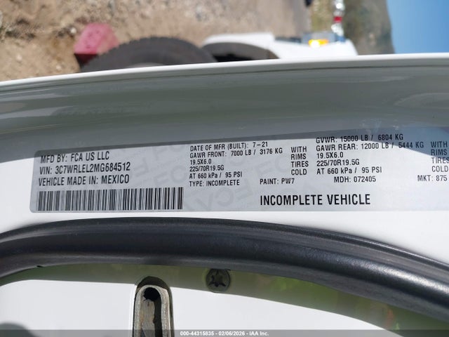 2021 Ram 4500 Chassis Tradesman/slt/laramie/limited მანქანა იყიდება აუქციონზე, vin: 3C7WRLEL2MG684512, აუქციონის ნომერი: 44315835