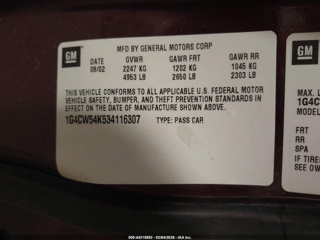 2003 BUICK PARK AVENUE 1G4CW54K534116307 Photo 8