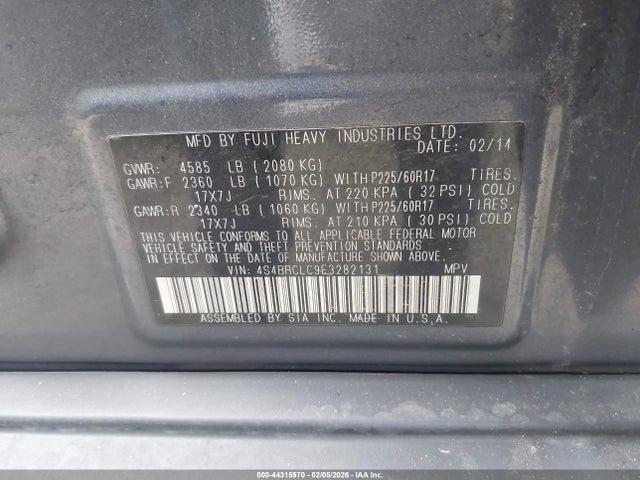 Aukcja sprzedaży 2014 Subaru Outback 2.5i Limited, vin: 4S4BRCLC9E3282131, numer aukcji: 44315970