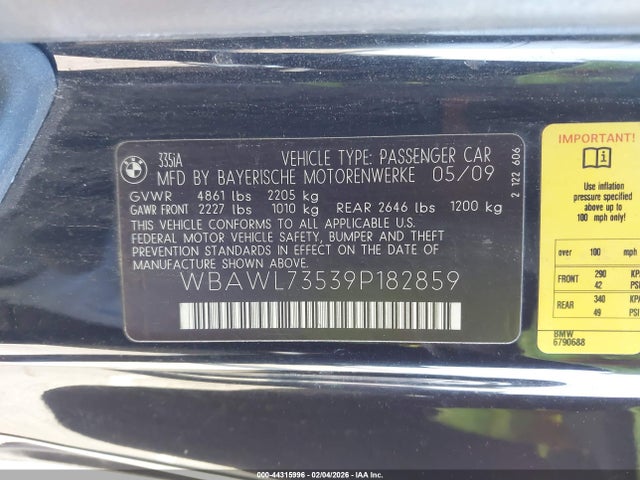 2009 BMW 335I WBAWL73539P182859 Photo 8