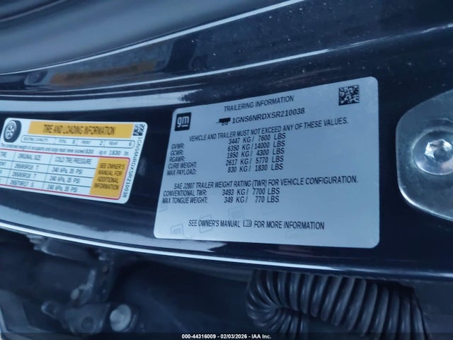 1GNS6NRDXSR210038 Chevrolet Tahoe 4wd Lt