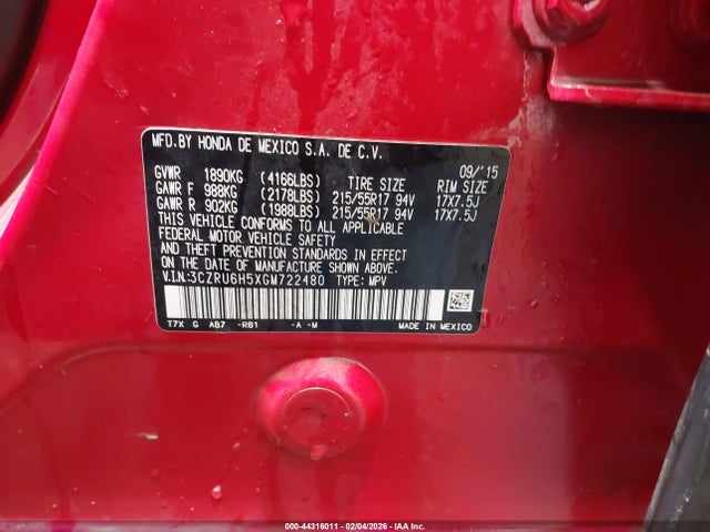 3CZRU6H5XGM722480 Honda HR-V EX