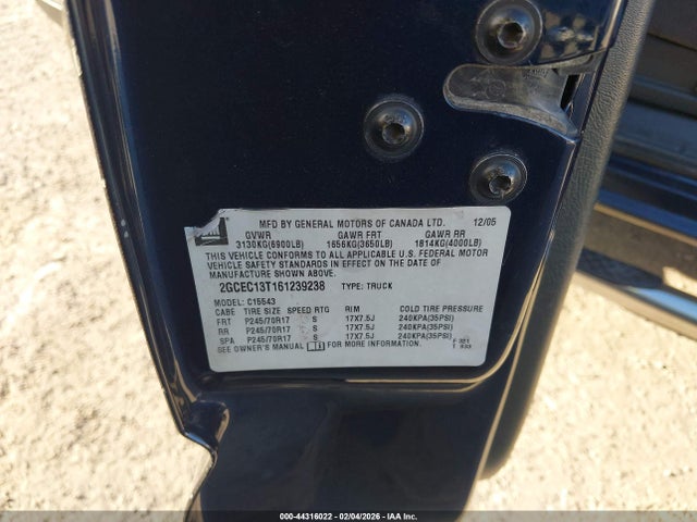 44316022 :رقم المزاد ، 2GCEC13T161239238 vin ، 2006 Chevrolet Silverado 1500 Lt1 مزاد بيع