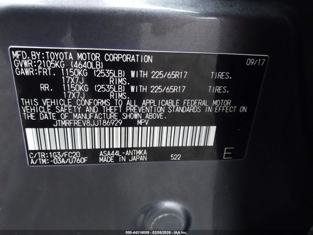 Toyota Rav4 Xle 2018 JTMRFREV8JJ186929 Image 9