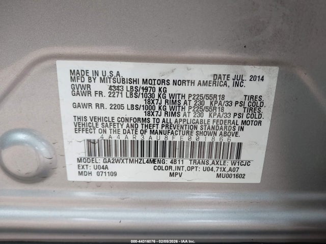 2015 MITSUBISHI OUTLANDER SPORT 4A4AR3AU8FE001866 Photo 8