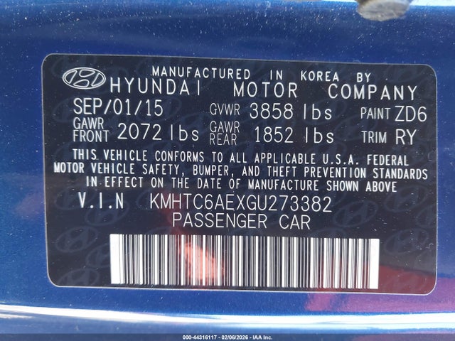Hyundai Veloster Turbo 2016 KMHTC6AEXGU273382 Image 9