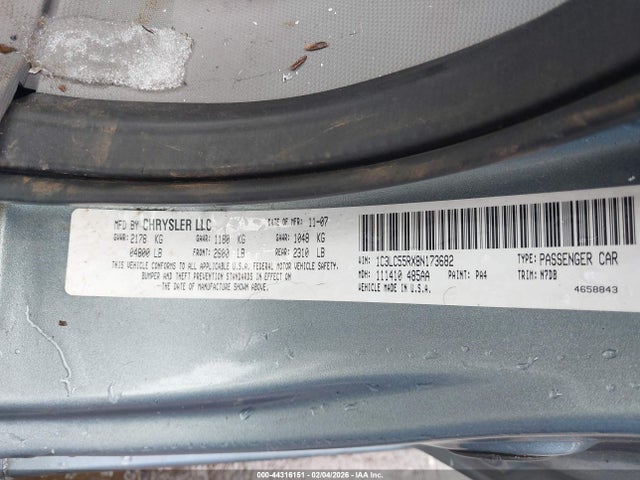 44316151 :رقم المزاد ، 1C3LC55RX8N173682 vin ، 2008 Chrysler Sebring Touring مزاد بيع