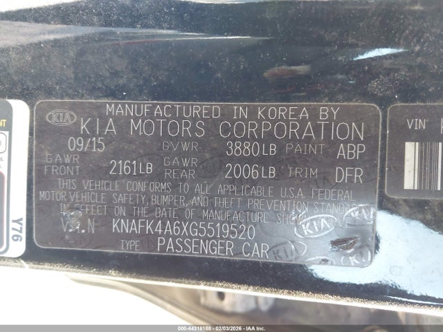 Aukcja sprzedaży 2016 Kia Forte Lx, vin: KNAFK4A6XG5519520, numer aukcji: 44316188