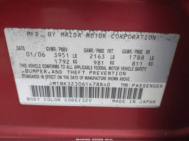 2006 MAZDA MAZDA3 JM1BK323061478840 Photo 8