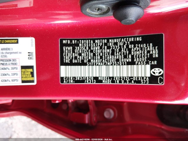 5YFEPMAE7MP257011 Toyota COROLLA LE